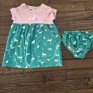 Baby Boden Green and White Baby Outfit